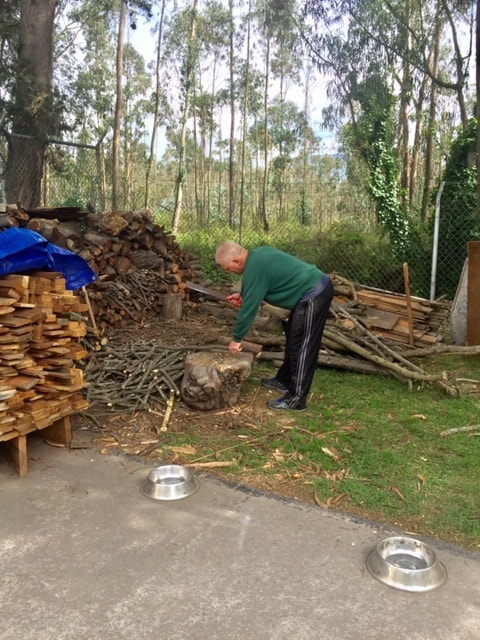 daily chopping of wood for the nightly fireplace.  
